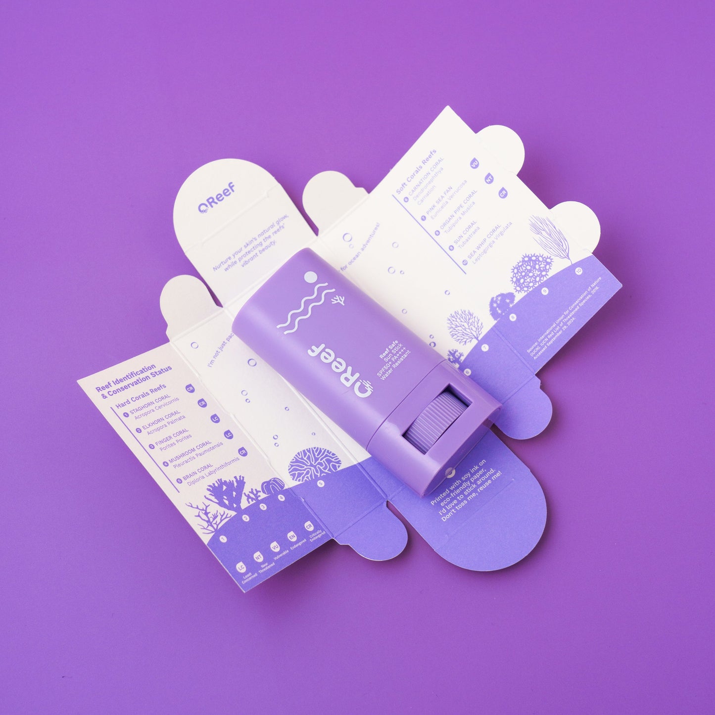 OReef Reef-Safe Sun Stick: Purple Packaging