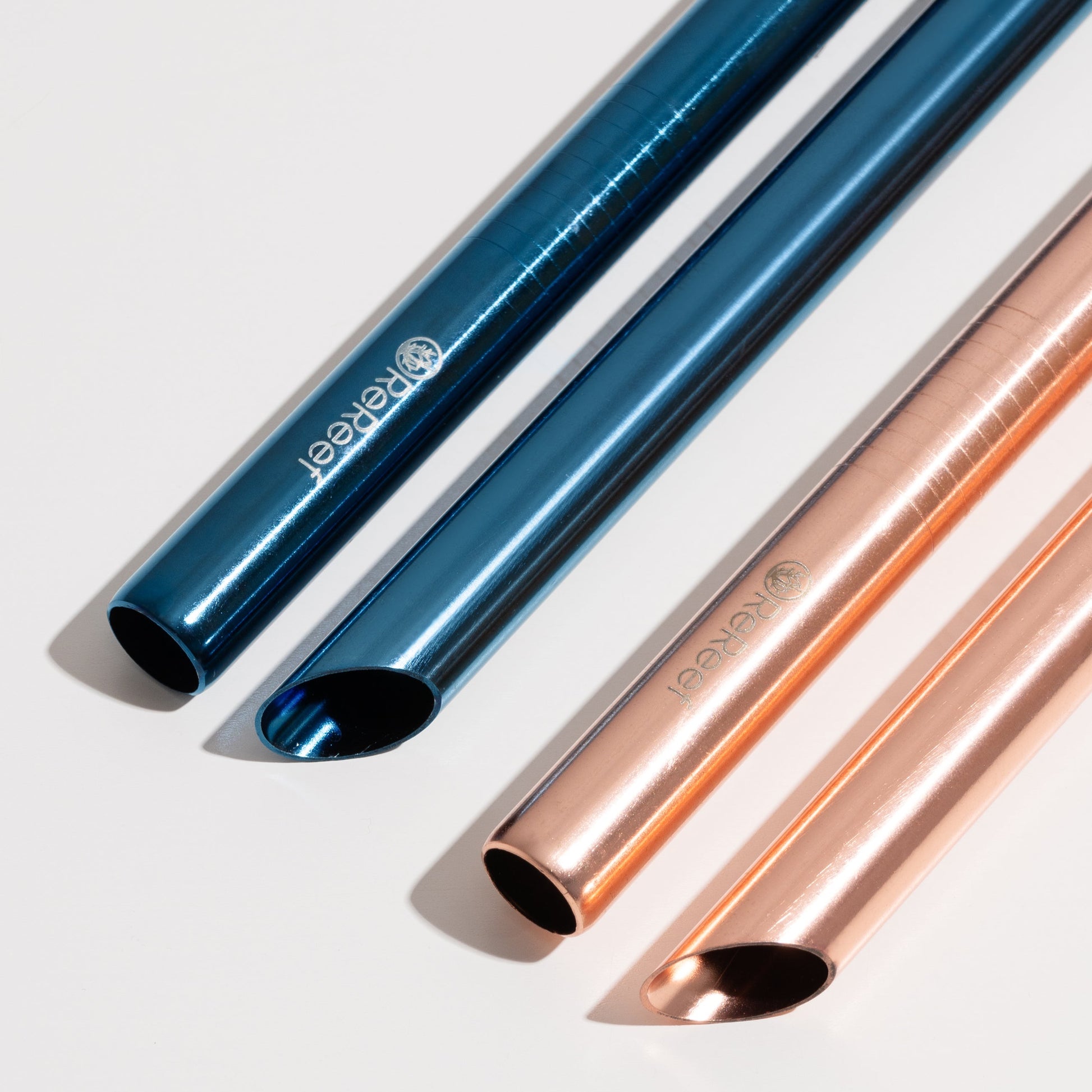 ReReef Stainless Steel Boba Straws: Blue & Rose Gold